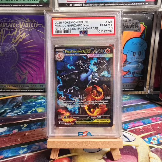 Pokémon - Méga-Dracaufeu X ex SIR 125/094 Flammes Fantasmagoriques PSA 10 FR - 2025