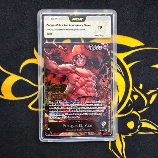 One Piece - Portgas D. Ace 2nd Anniversary Stamp ST13-002 Évènement de sortie spécial OP-09 PCA 10 FR - 2025